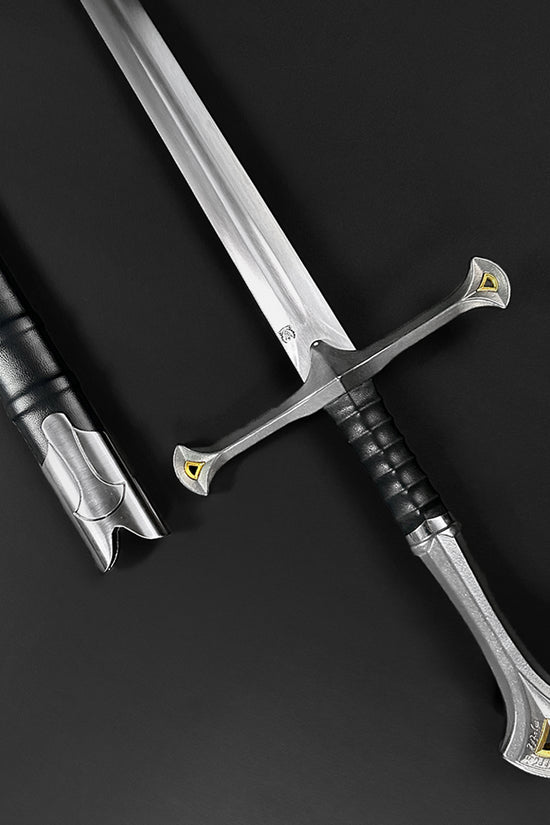 The Valorbrand – Knight’s Collection Elite Medieval Sword with a polished blade and detailed hilt design