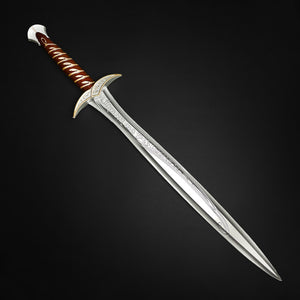 Guild Arms foam cosplay short sword realistic with detailed silver blade and brown leather handle