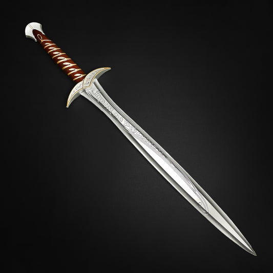 Guild Arms foam cosplay short sword realistic with detailed silver blade and brown leather handle