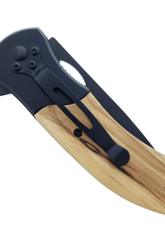 Wood Handle Spring Assisted Pocket Knives