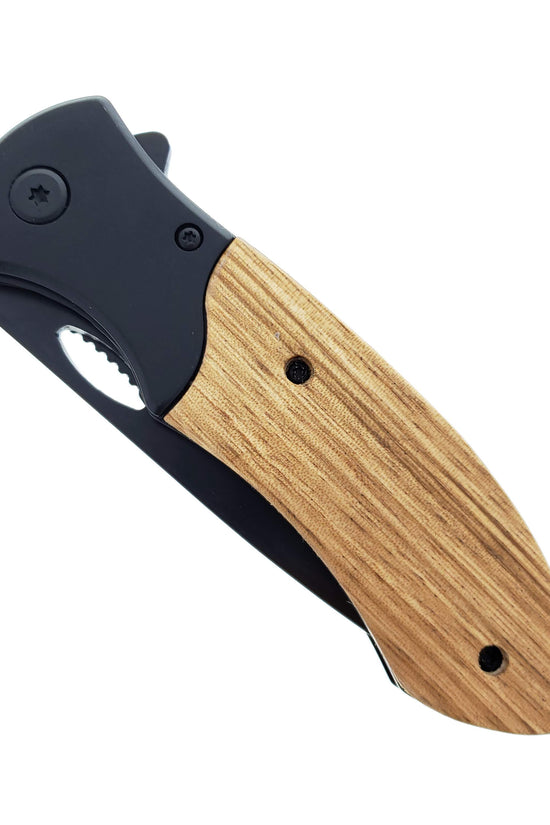 Wood Handle Spring Assisted Pocket Knives