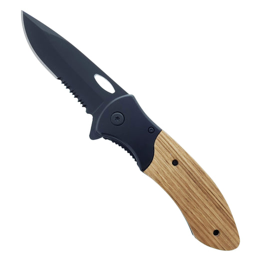 Wood Handle Spring Assisted Pocket Knives