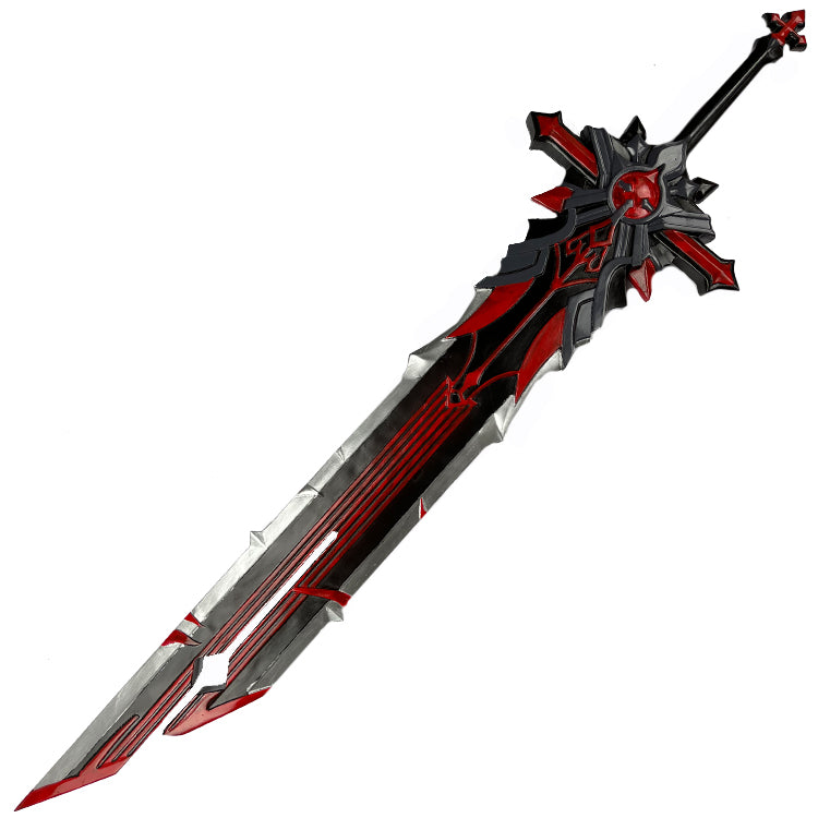 Wolf's Gravestone Anime Fiberglass Replica Sword with intricate details and striking red accents