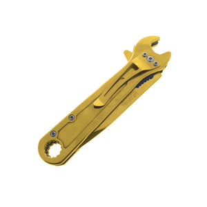 Falcon Spring Assisted Pocket Knife in Gold with Multi-Function Tool for Outdoor Use