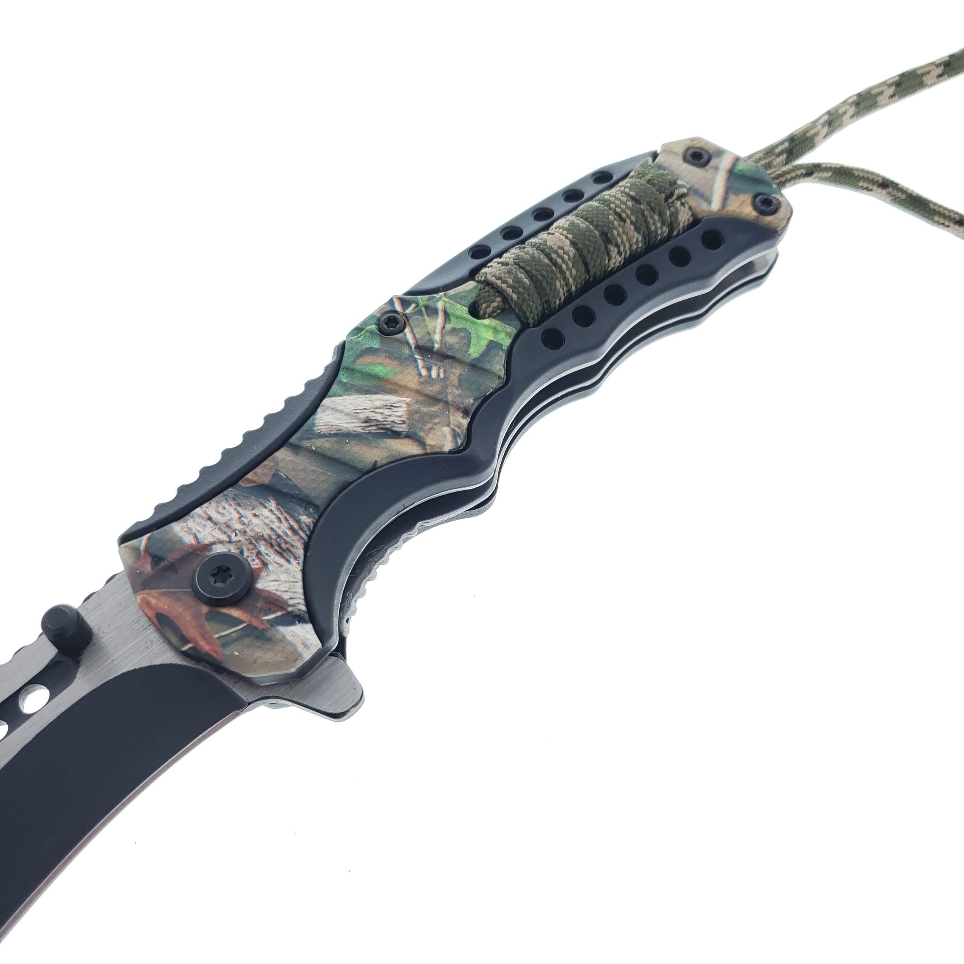 Falcon 8" Spring Assisted Knife Camo Handle w/ paracord