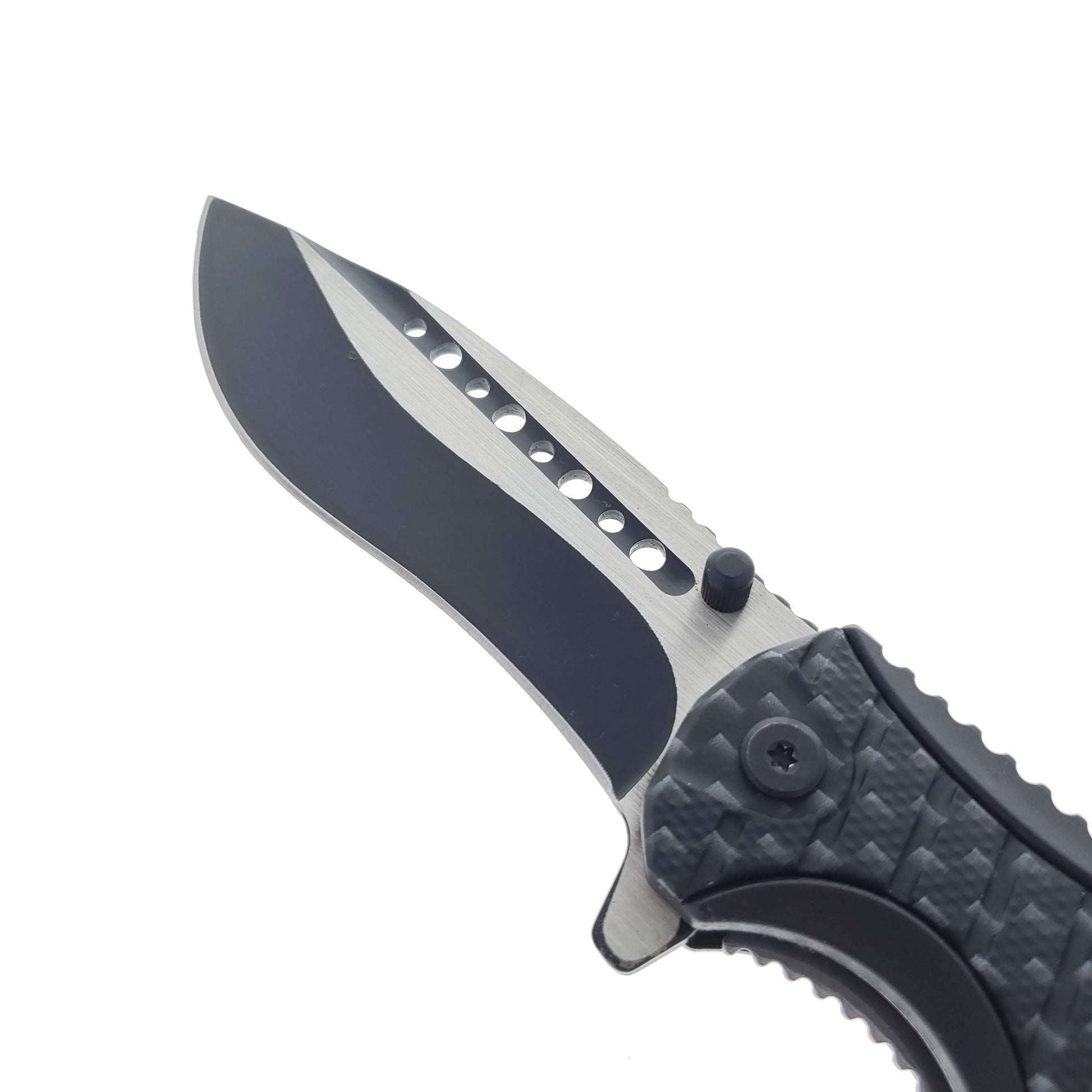 Falcon 8" Spring Assisted Knife Black Carbon Fiber Handle w/ paracord