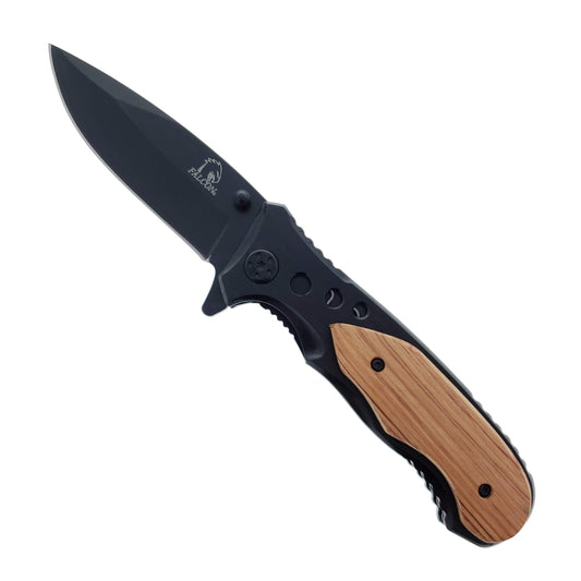 Falcon 8" Overall Spring Assisted Knife w/ Belt Clip Black