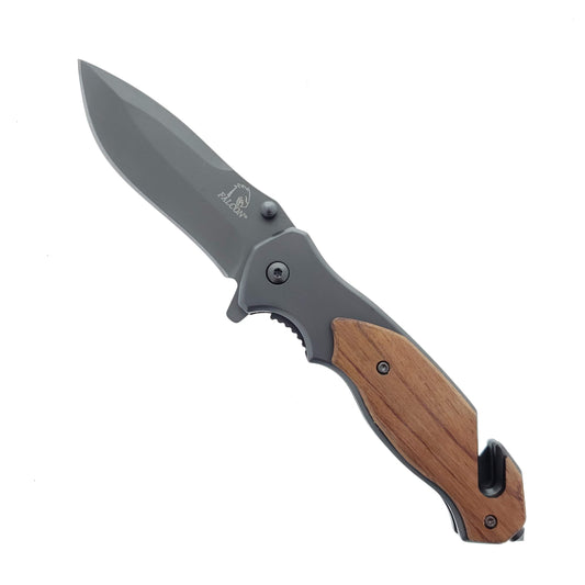 Falcon 8" Metal and Wood handle Spring Assisted Knife