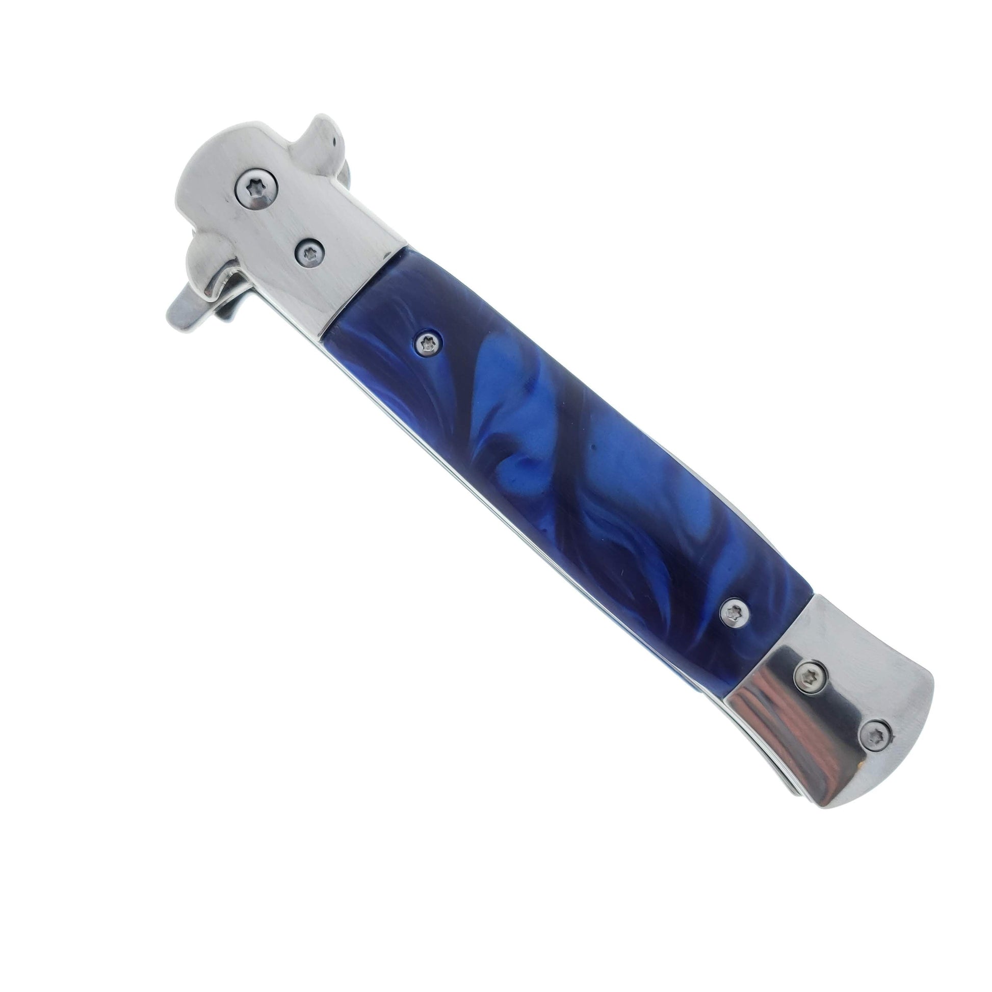 Falcon 9" Folding Knife w/ Blue Acrylic handle.