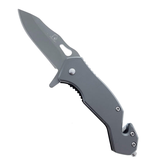 Falcon 6.25" Overall Length Gray Spring Assisted Knife w/ Belt Clip