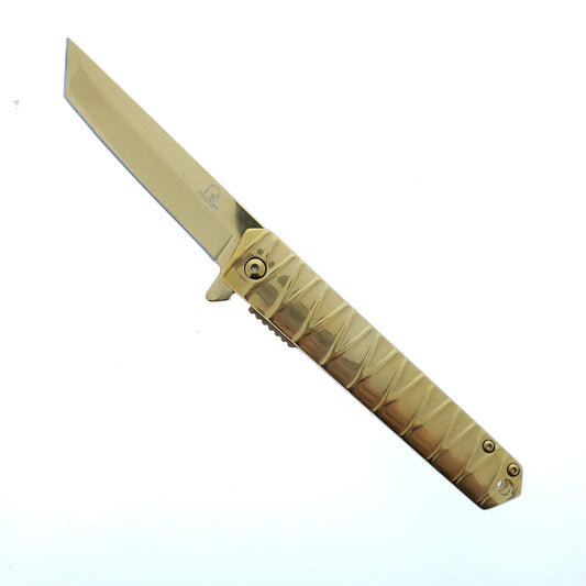 Falcon 7.75" Gold Tanto Blade Pocket Knife