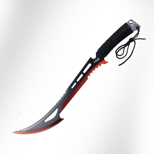 Tactical Master 26" Red Machete with 3 pcs 6" throwing knife