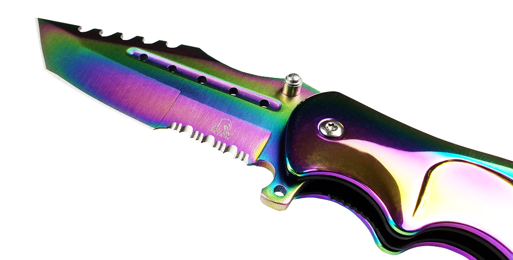 Falcon 8" Overall Rainbow Coating Metal Knife