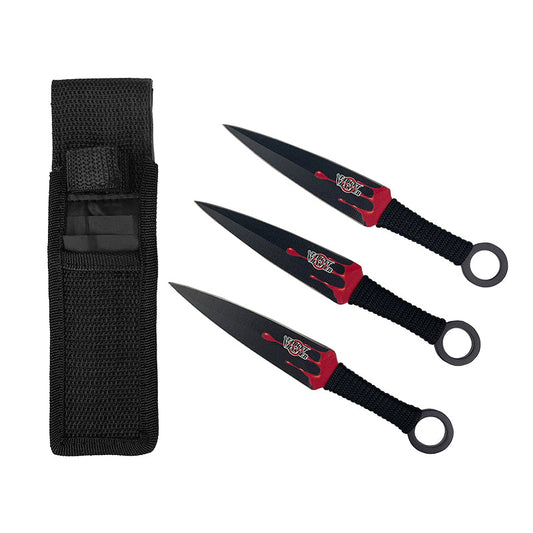 3 Piece Set, 6 1/2" Bloody Ninja Kunai with Sheath