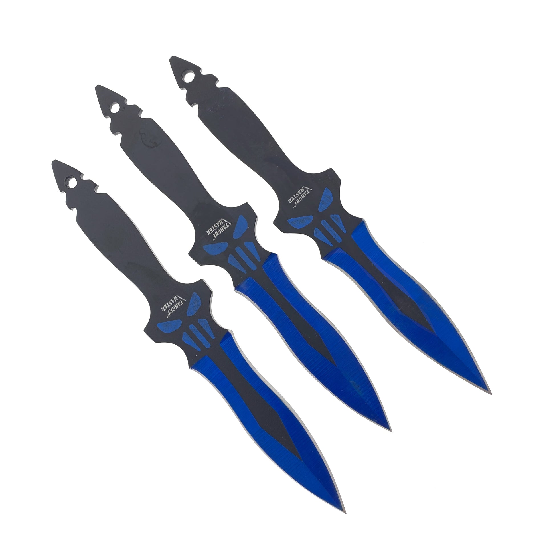 6" Overall 3 PC Blue Throwing Knife Set w/ Sheath