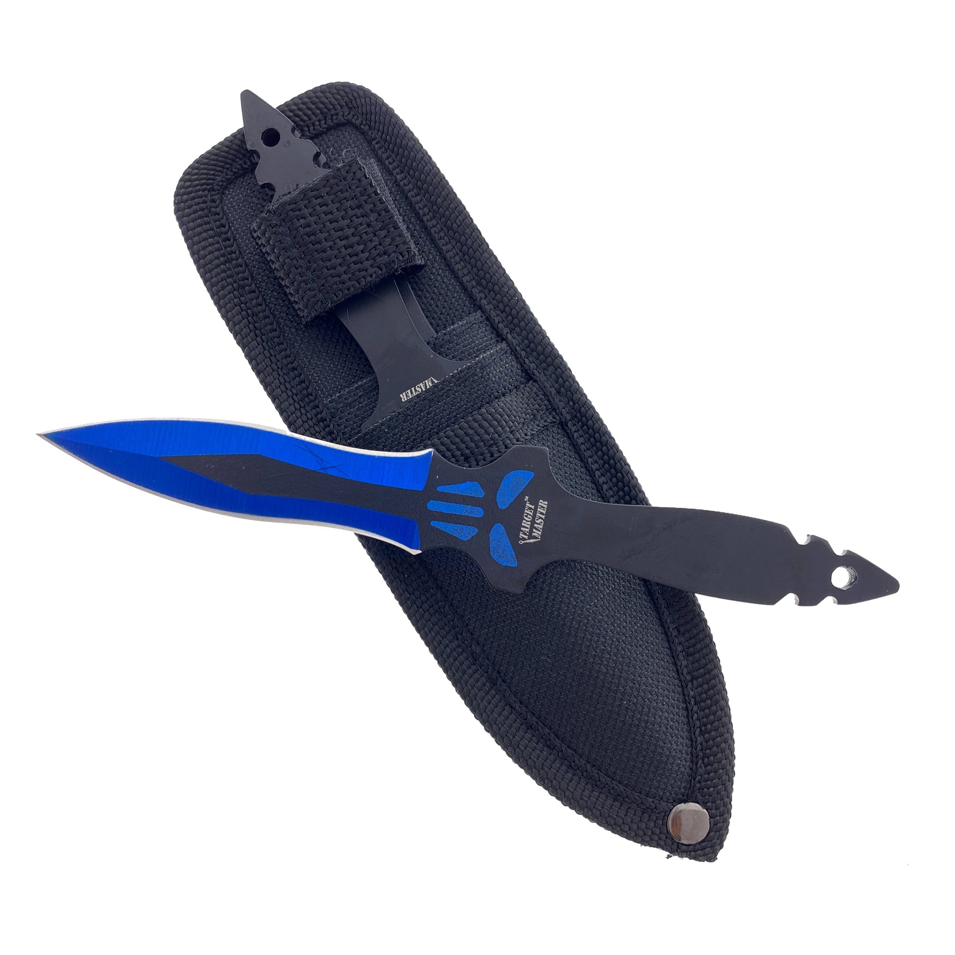 6" Overall 3 PC Blue Throwing Knife Set w/ Sheath