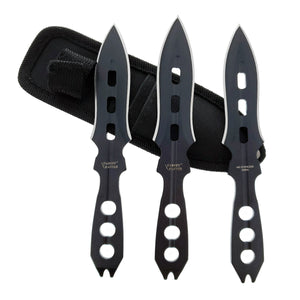 Target Master 3 PC Black Throwing Knife Set w/ Sheath