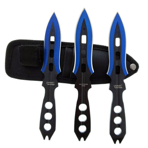 Target Master 3 PC Blue Throwing Knife Set w/ Sheath