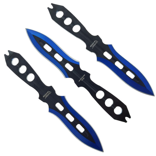 Target Master 3 PC Blue Throwing Knife Set w/ Sheath