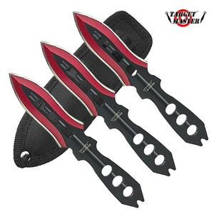 Target Master 3 PC Red Throwing Knife Set w/ Sheath