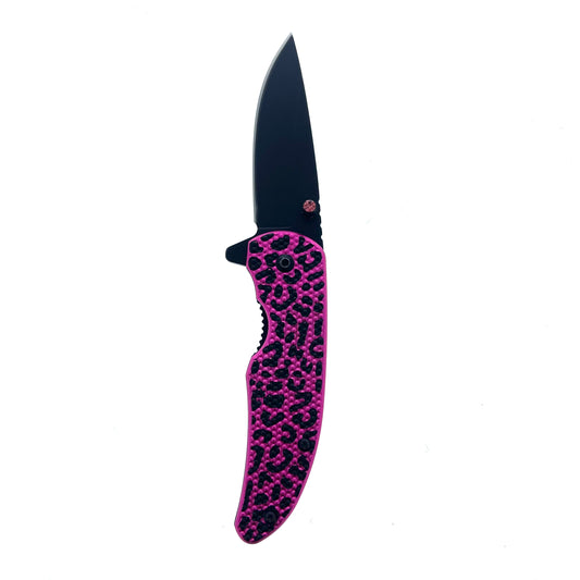 Falcon 7" Spring Assisted Knife Pink Cheetah handle