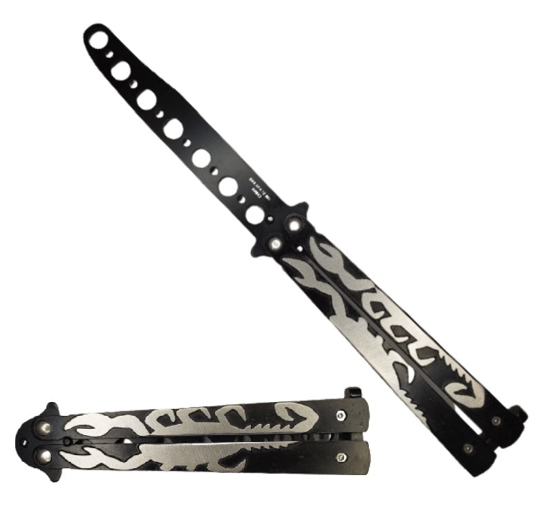 8 1/2" Black Scorpion Butterfly Training Knife