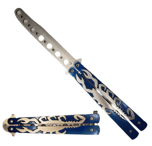 8 1/2" Blue Scorpion Butterfly Training Knife