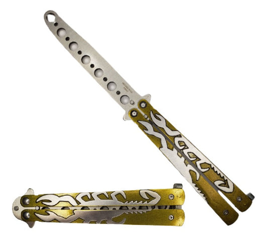 8 1/2" Gold Scorpion Butterfly Training Knife