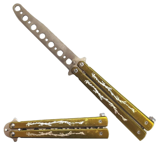 8 1/2" Gold Handle Butterfly Training Knife