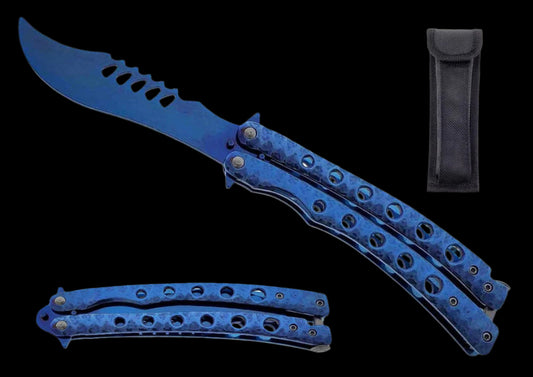 Butterfly Knife Trainer for Sale - 9" Blue Balisong Practice Knife