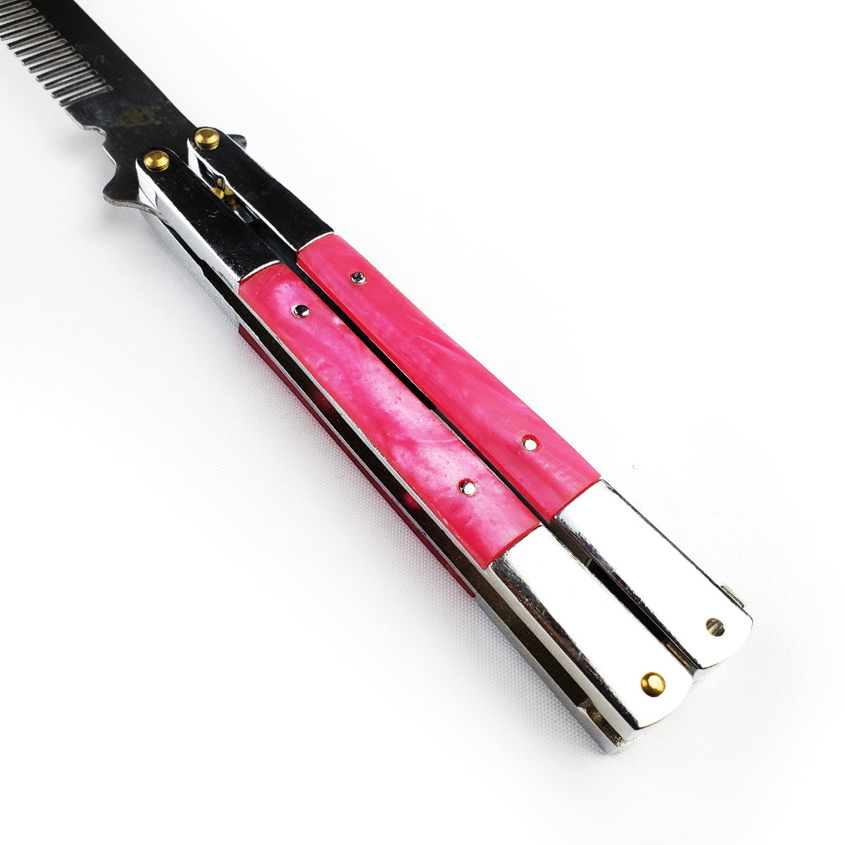 8 1/2" Overall Pink Handle Butterfly Comb