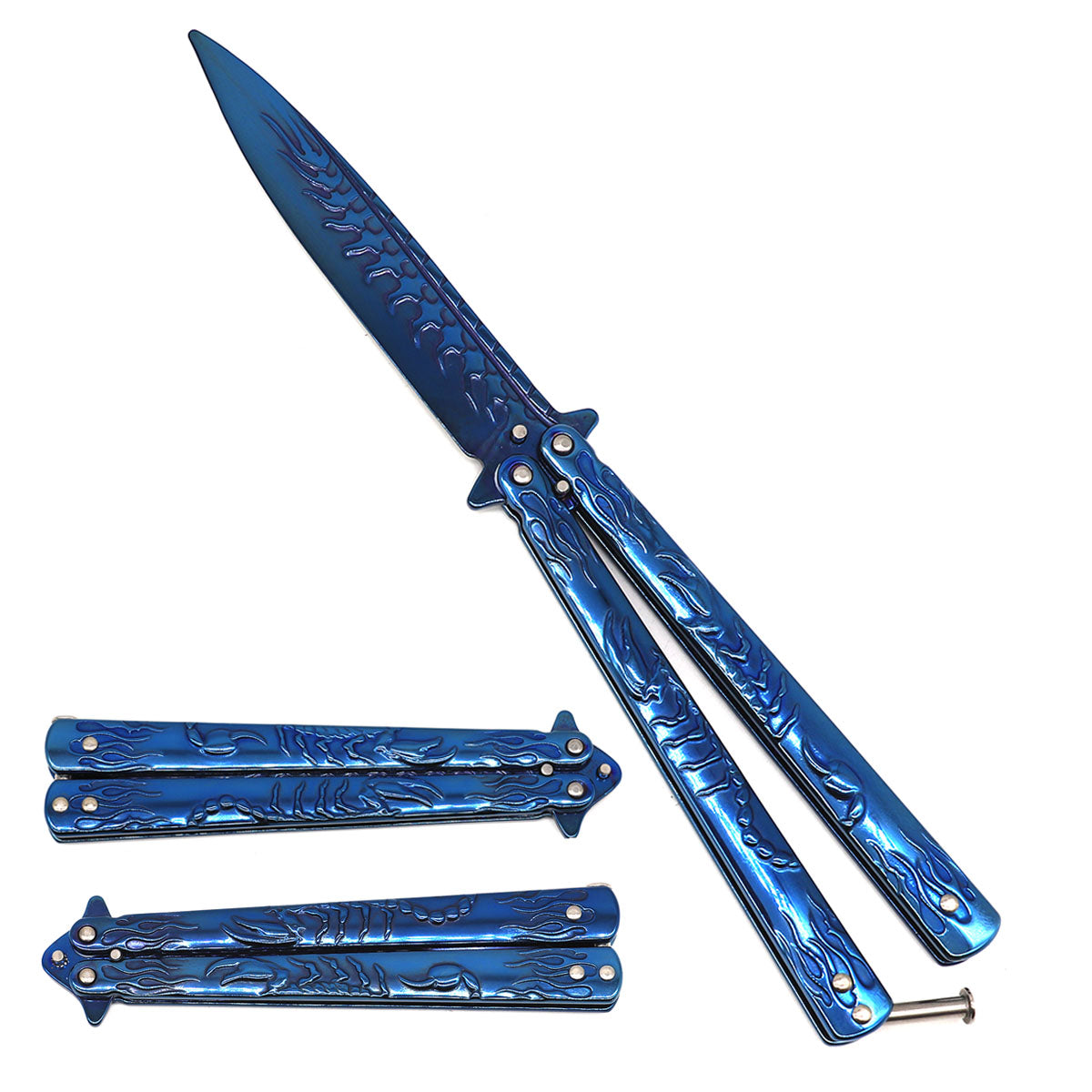 9.5" Blue Scorpion Training Butterfly Knife