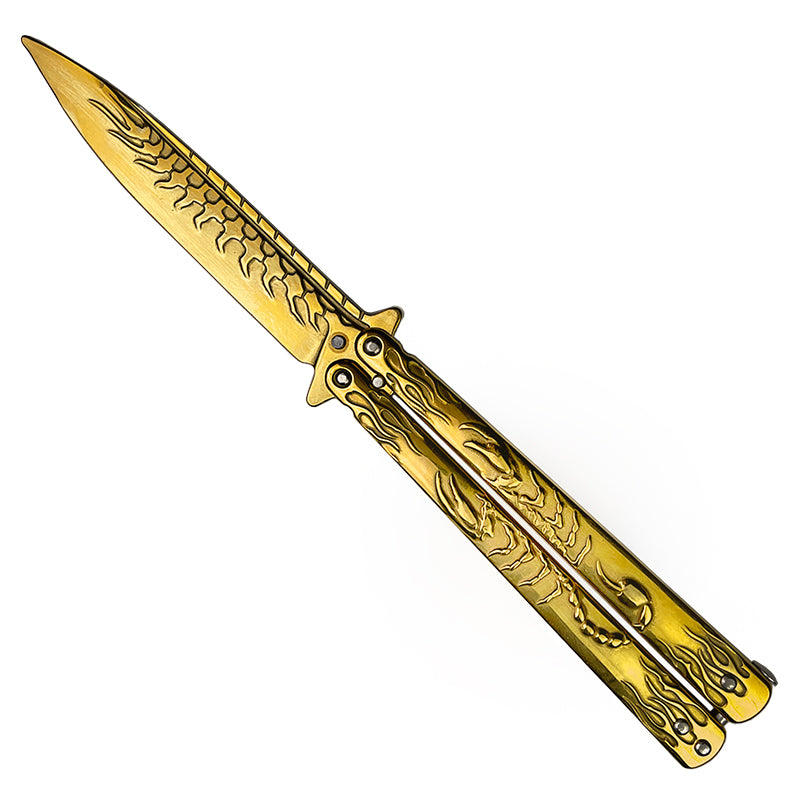 9.5" Gold Scorpion Training Butterfly Knife