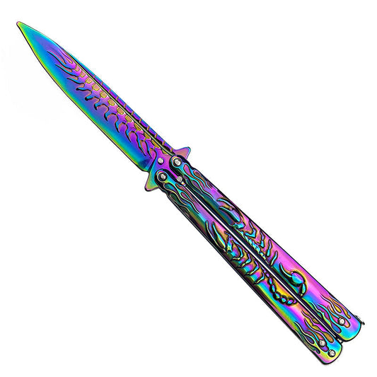 9.5" Rainbow Scorpion Training Butterfly Knife