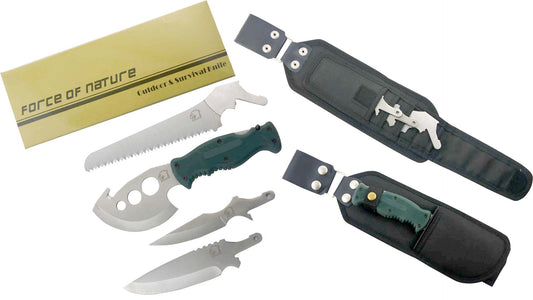 Falcon 9" Dagger. Multi-Function Detachable Blades. Green Slip Resistant Handle