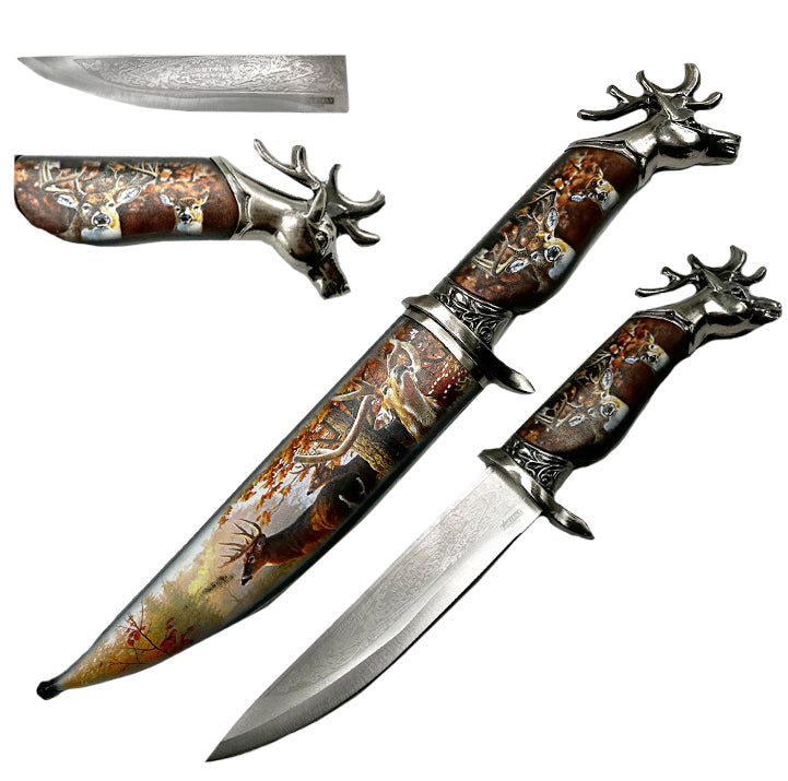 13 1/2" Deer Fantasy Dagger with Deer scabbard