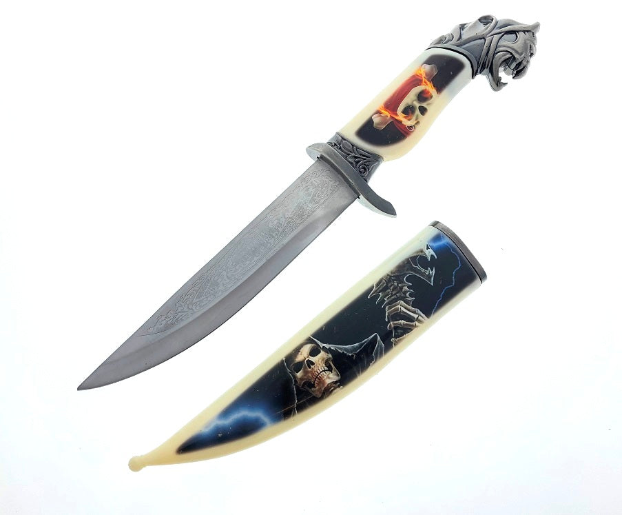 13 1/2" Skull Fantasy Dagger with scabbard