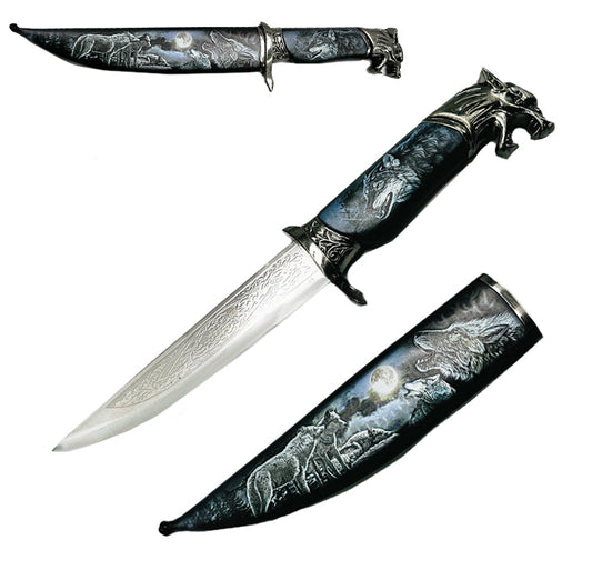 13 1/2" Wolf Fantasy Dagger with scabbard