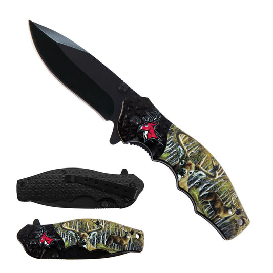 8 1/2" Spring Assisted Knife Deer Design