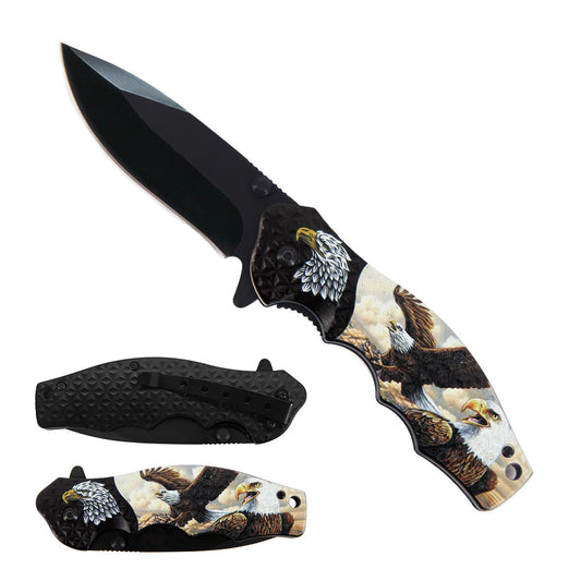 8 1/2" Spring Assisted Knife Eagle Design