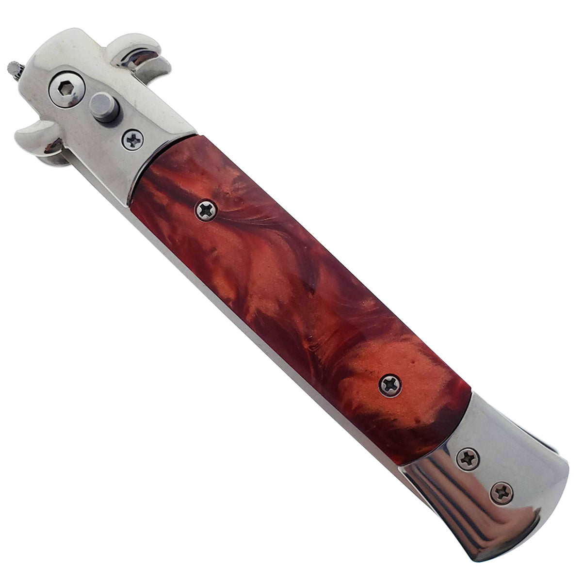 9 1/2" Button Press Blade Comb Faux Burgundy Marble