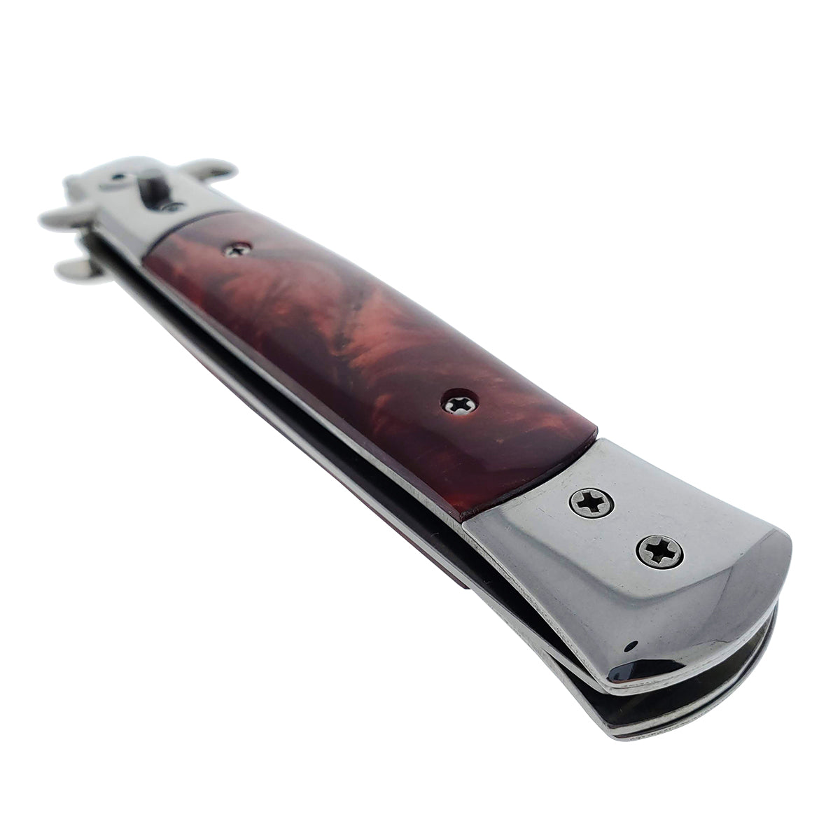 9 1/2" Button Press Blade Comb Faux Burgundy Marble