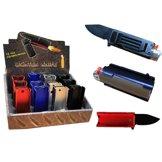 4 1/2" Spring Assisted lighter Knife, 12 pcs in a display box