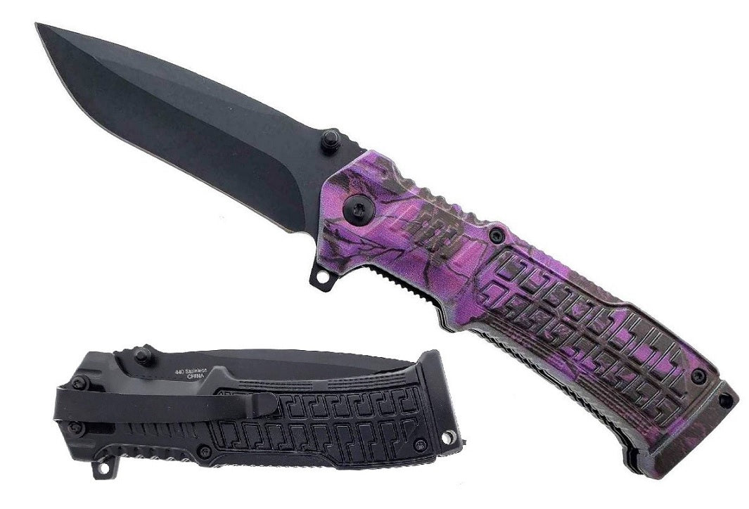 3mm" Black Blade 4.75" ABS Purple Handle