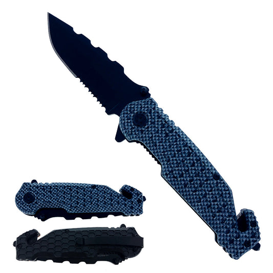 8.25" Spring Assisted Pocket Knife Carbon Fiber Handle