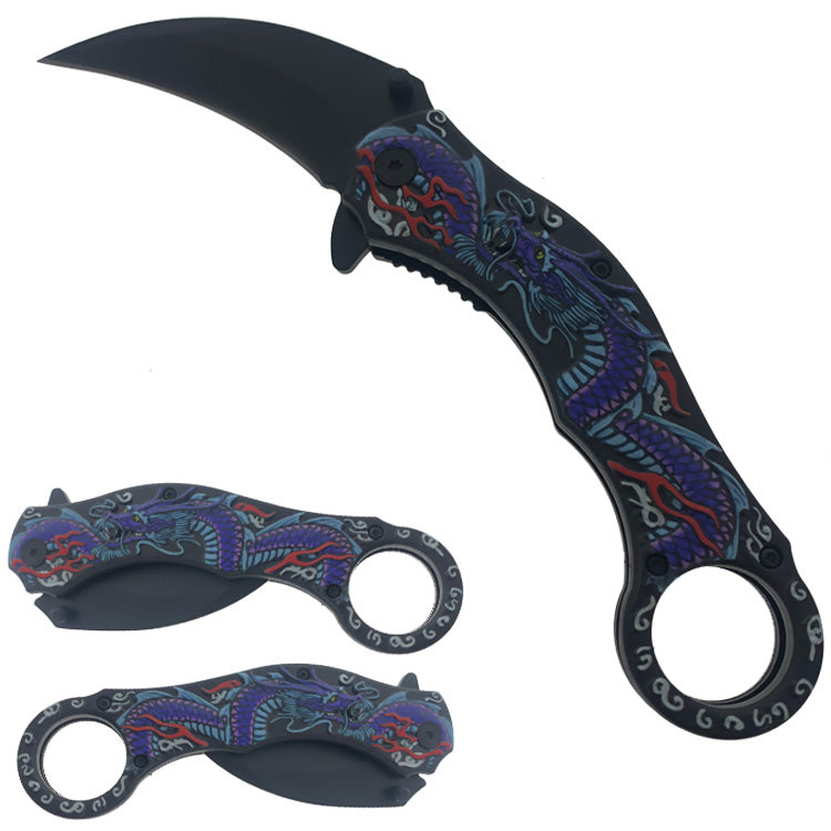 7 3/4" Purple Dragon Karambit Knife