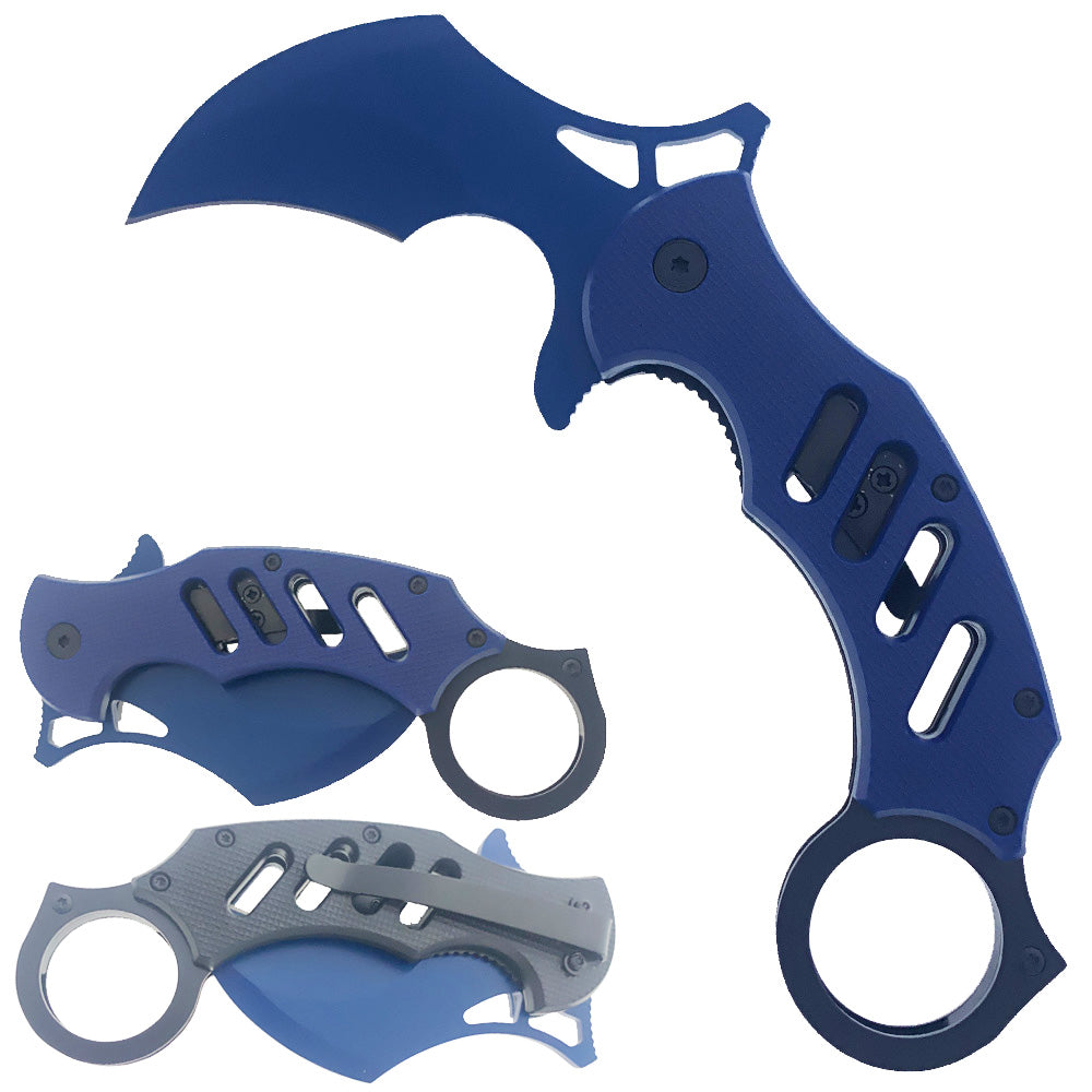 8" Karambit Knife Blue Handle