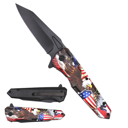 7.75" Spring Assisted Knife Eagle ABS Handle