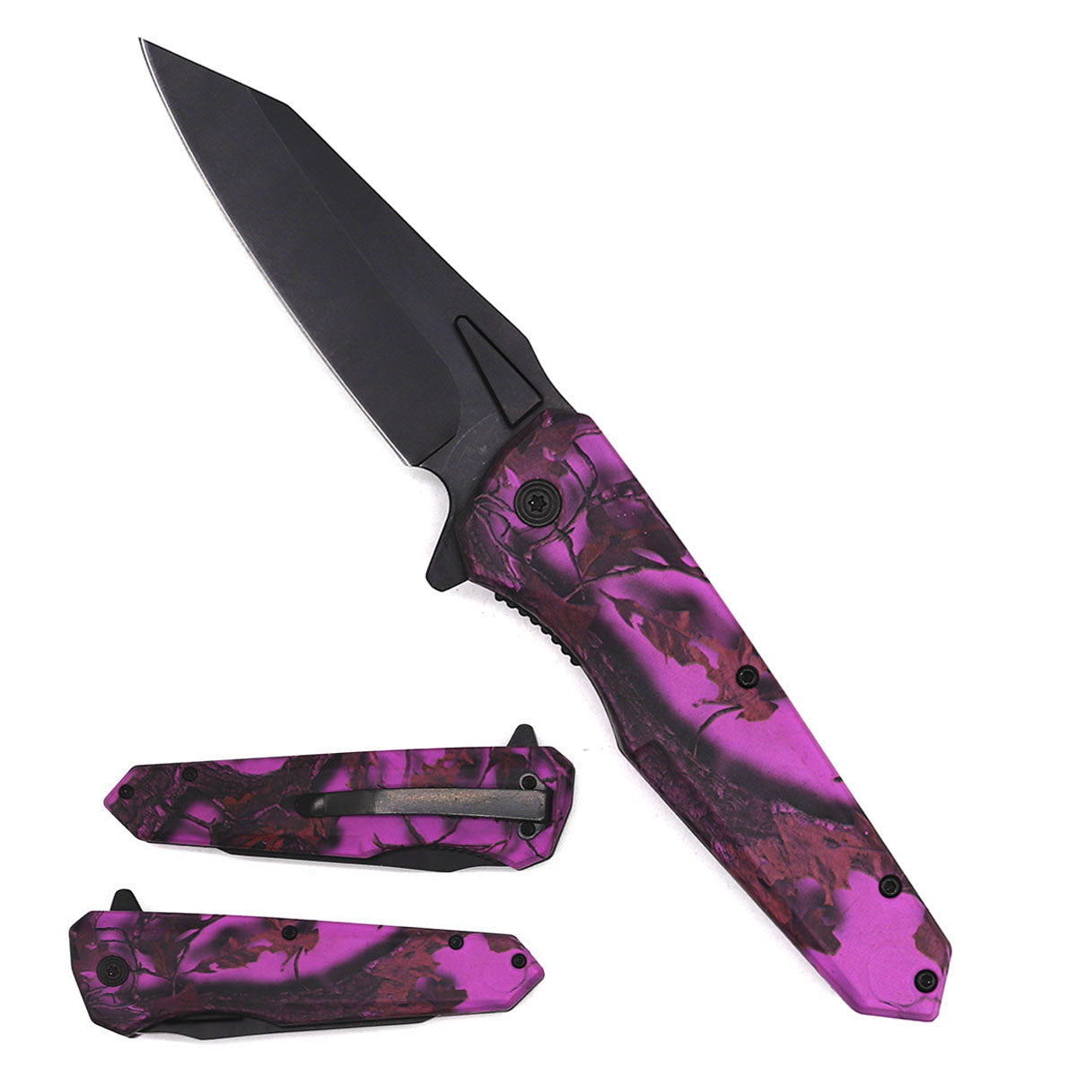 7.75" Spring Assisted Knife Purple ABS Handle