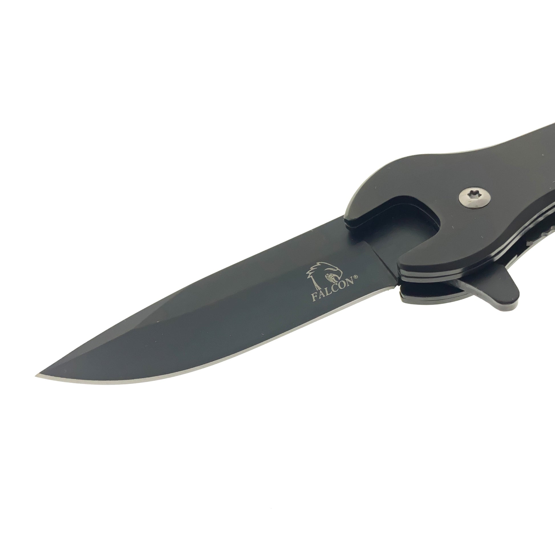 Falcon 7.75" Black Spring Assisted Knife with 12 mm Wrench Function